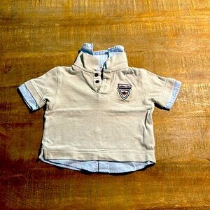 Cyrillus Beige/Light Blue 4T Polo Shirt
